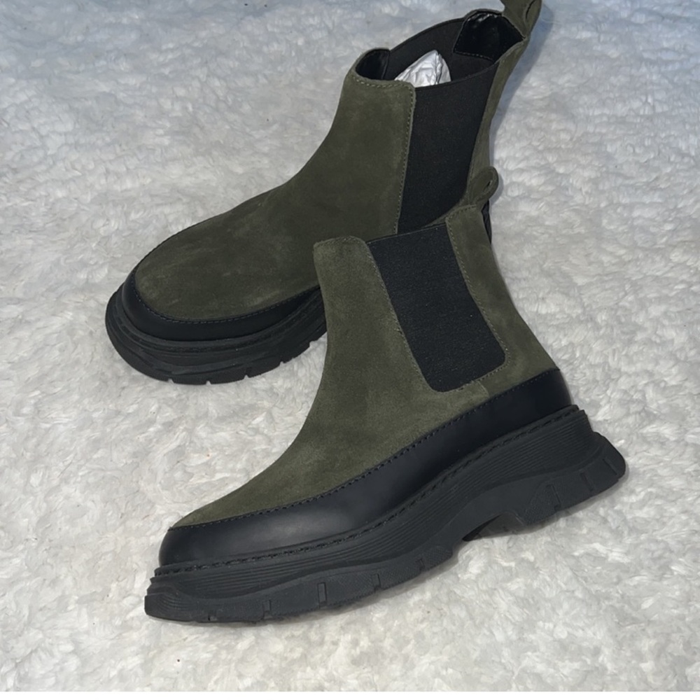 Maeve suede platform boot in green